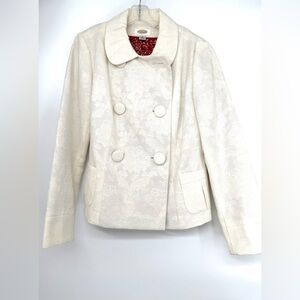 Talbots White Pea Coat Blazer Style Double-Breasted Elegance Size Small